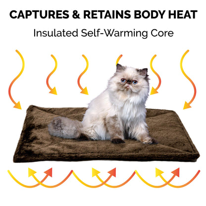 Furhaven ThermaNAP Self-Warming Cat Bed for Indoor Cats & Small Dogs, Washable & Reflects Body Heat - Quilted Faux Fur Reflective Bed Mat - Gray, Small