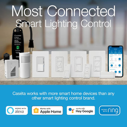 Lutron Caseta Smart Lighting Kit w/ Hub, 2 Original Dimmer Switches, 2 Remotes & More for LED Light Bulbs, Works w/ Alexa, Apple Homekit, Google Home, No Neutral Req, Single-Pole/3-Way, P-BDG-PKG2W