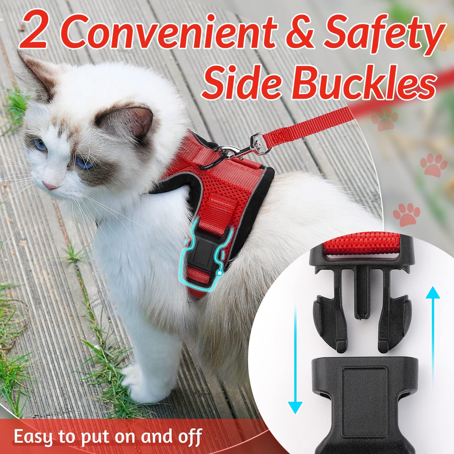 rabbitgoo Cat Harness and Leash for Walking, Escape Proof Soft Adjustable Vest Harnesses for Cats, Easy Control Breathable Reflective Strips Jacket, Black, XS