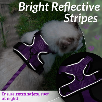 rabbitgoo Cat Harness and Leash for Walking, Escape Proof Soft Adjustable Vest Harnesses for Cats, Easy Control Breathable Reflective Strips Jacket, Black, XS