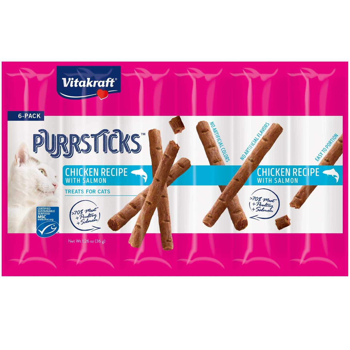 Vitakraft PurrSticks Meaty Cat Sticks - Chicken - Segmented and Breakable Meatstick - Deliciously Tender