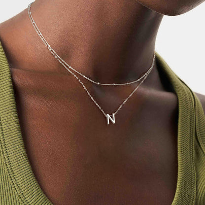 IEFWELL Dainty Initial Necklaces for Women Girls - 14K Gold White Gold Plated Letter A-Z Necklace Simple Choker Chain Necklaces, Layered Gold Jewelry for Women Teen Girls Gifts