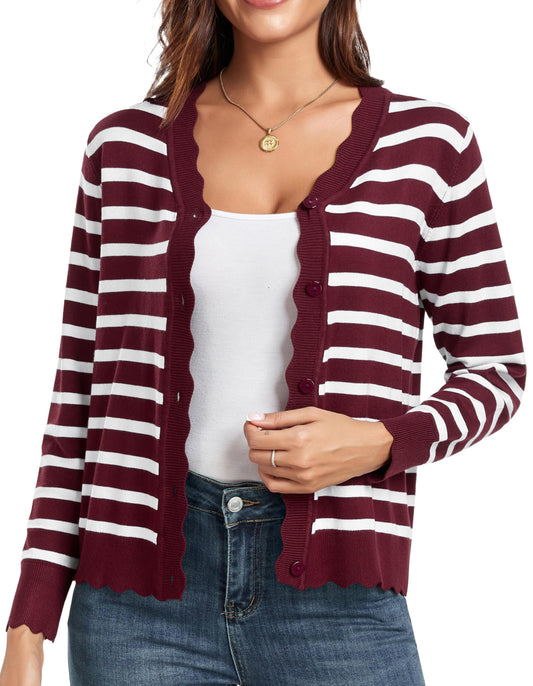 GRECERELLE Women's Long Sleeve V-Neck Button Down Cardigan Knit Shrugs Sweater