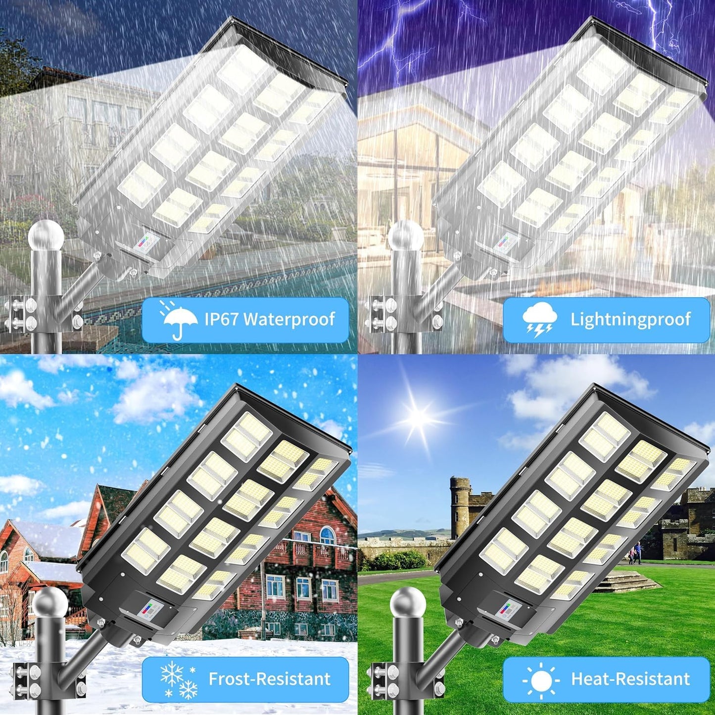 3-Pack Solar Street Light - 3200W Outdoor Parking Lot Lights, 240000 Lumens, Dusk to Dawn Motion Sensor, IP67 Waterproof, Solar Street Light Outdoor,Commercial Grade
