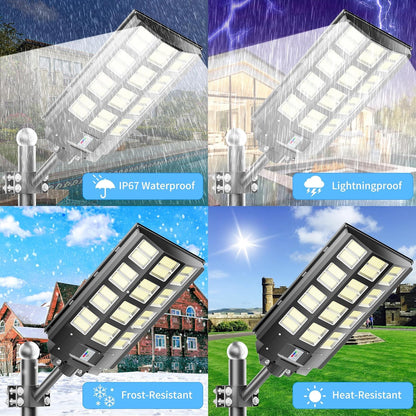 3-Pack Solar Street Light - 3200W Outdoor Parking Lot Lights, 240000 Lumens, Dusk to Dawn Motion Sensor, IP67 Waterproof, Solar Street Light Outdoor,Commercial Grade