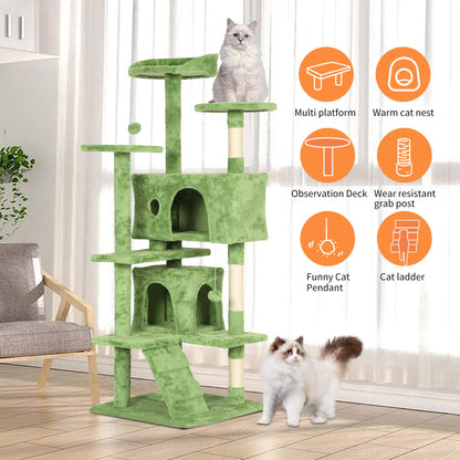 BestPet 54in Cat Tree Tower for Indoor Cats,Multi-Level Furniture Activity Center with Scratching Posts Stand House Condo Funny Toys Kittens Pet Play House,Dark Gray