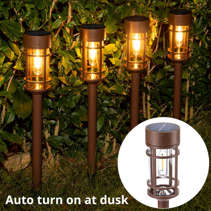 8 Pack Solar Pathway Lights Outdoor, Waterproof Solar Lights Outdoor with Metal & Glass Design - Auto On/Off, Long-Lasting, Landscape Lighting for Garden, Yard, Lawn, Driveway, Walkway