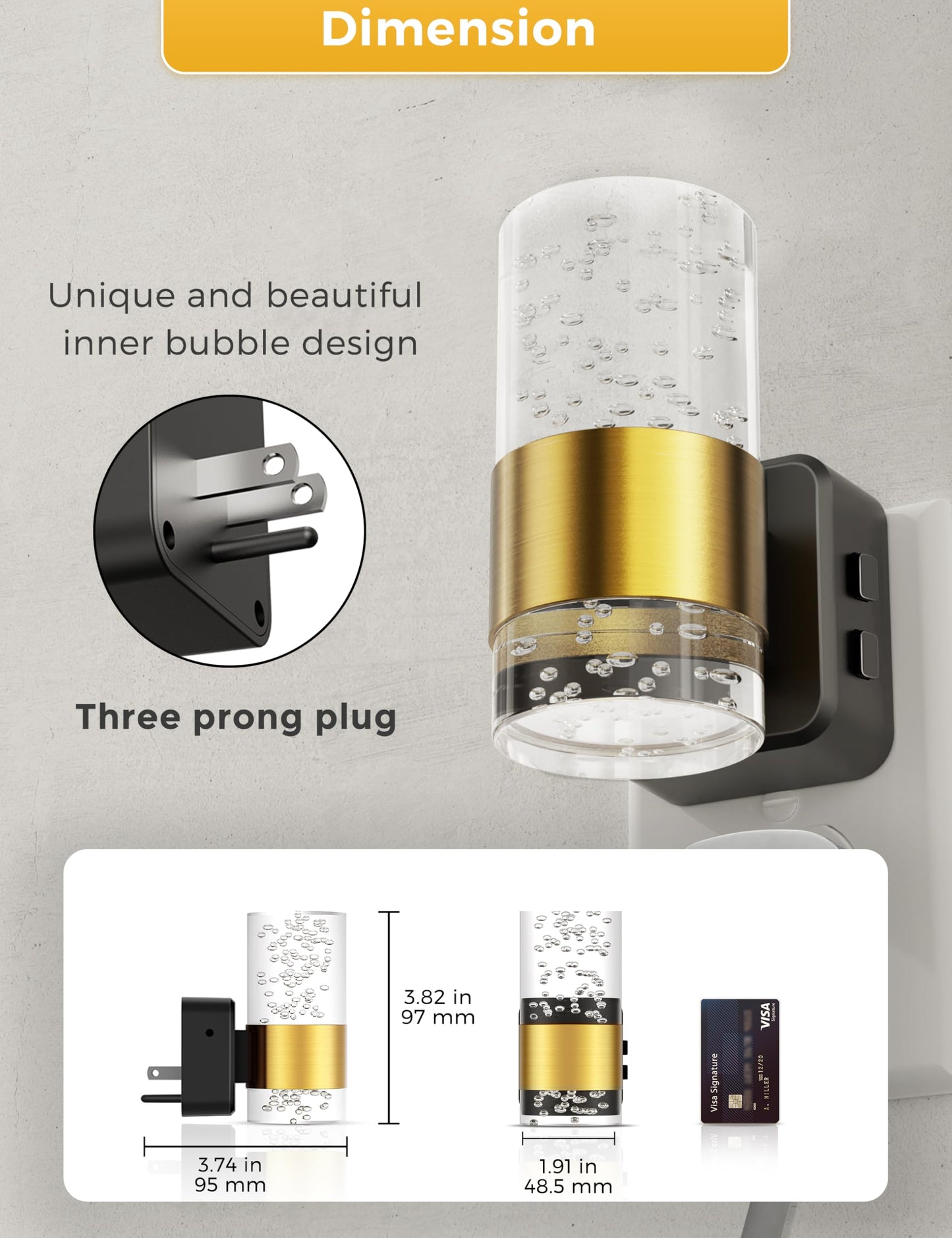 Night Lights Plug into Wall, Soft Light LED Night Light with Adjustable Brightness, Plug in Night Light with Auto Light Sensor, Wall Sconce-Style Design Night Light for Bathroom,Hallway, 2 Pack