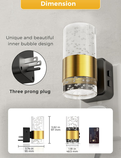 Night Lights Plug into Wall, Soft Light LED Night Light with Adjustable Brightness, Plug in Night Light with Auto Light Sensor, Wall Sconce-Style Design Night Light for Bathroom,Hallway, 2 Pack