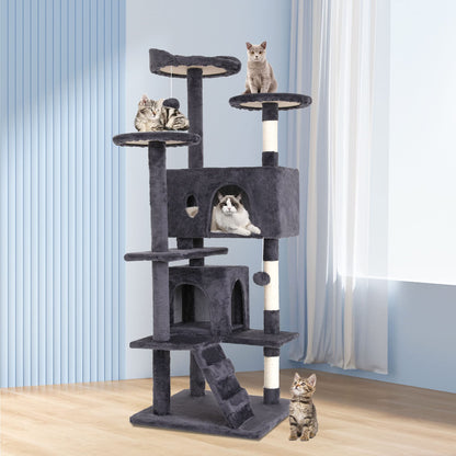 BestPet 54in Cat Tree Tower for Indoor Cats,Multi-Level Furniture Activity Center with Scratching Posts Stand House Condo Funny Toys Kittens Pet Play House,Dark Gray