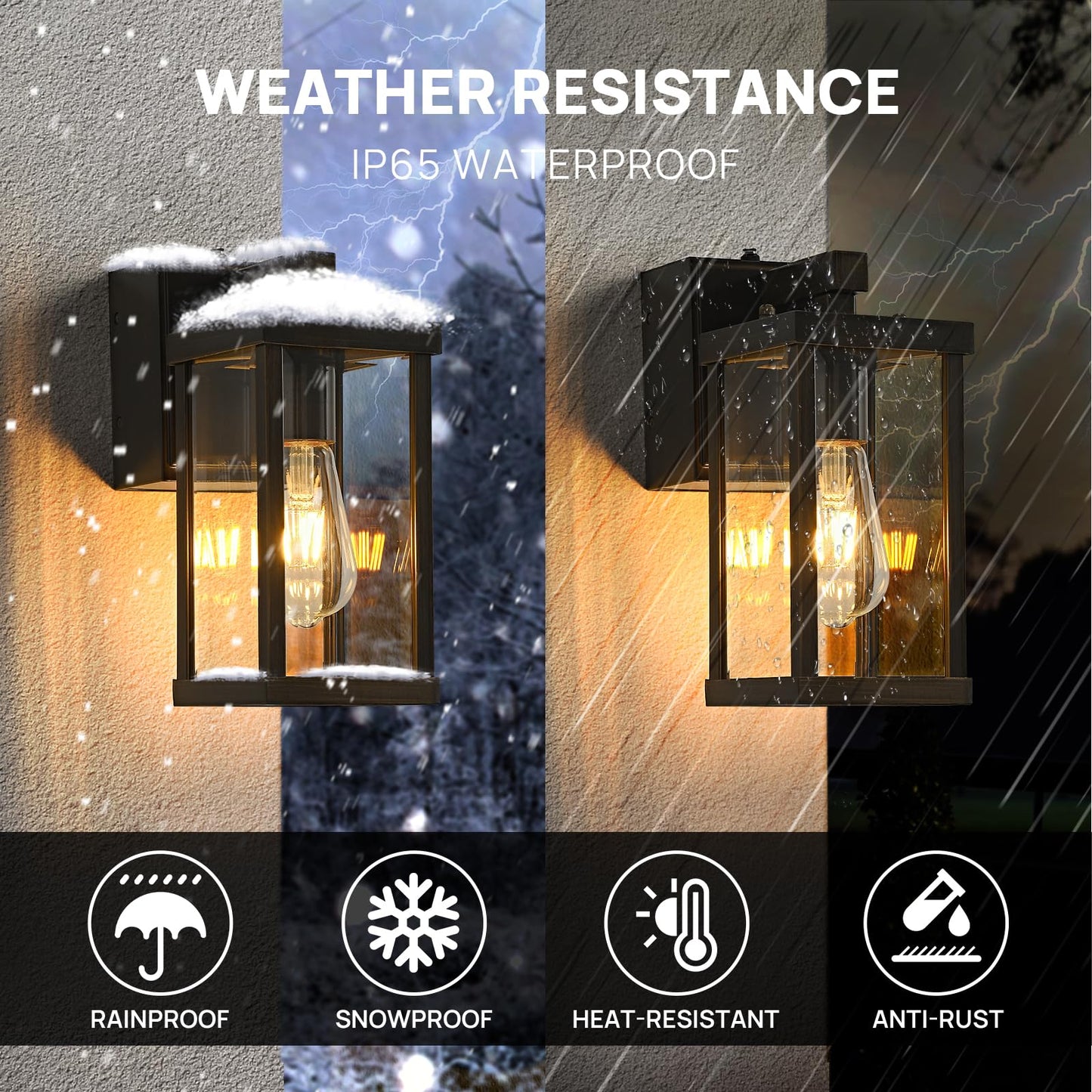 Dusk to Dawn Porch Lights with GFCI Outlets Waterproof Outdoor Wall Lights Exterior Lighting Fixtures Modern Outside Lights Wall Mount for House Patio Garage,Black,11.8''H,1PC
