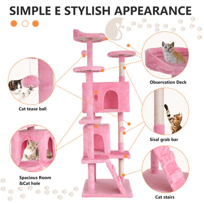 BestPet 54in Cat Tree Tower for Indoor Cats,Multi-Level Furniture Activity Center with Scratching Posts Stand House Condo Funny Toys Kittens Pet Play House,Dark Gray
