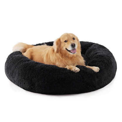 Bedsure Calming Cat Beds for Indoor Cats - Small Cat Bed Washable 20 inches, Anti-Slip Round Fluffy Plush Faux Fur Pet Bed, Fits up to 15 lbs Pets, Camel