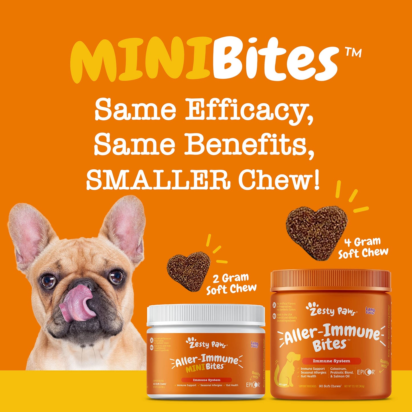 Suplemento inmune a las alergias para perros - Con Omega 3 Aceite de salmón salvaje de Alaska y EpiCor + Prebióticos y probióticos digestivos - Alergias estacionales + Anti picor y puntos calientes Apoyo a la piel - 90 masticables Golosinas