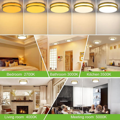 13 inch Flush Mount LED Ceiling Light Fixture, 2700K/3000K/3500K/4000K/5000K Adjustable Ceiling Lights, Oil Rubbed Bronze Saturn Dimmable Lighting for Hallway Bathroom Kitchen or Stairwell, ETL Listed