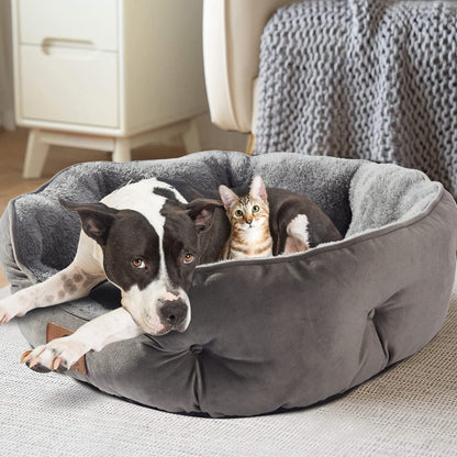 Asvin Small Dog Bed for Small Dogs, Cat Beds for Indoor Cats, Pet Bed for Puppy and Kitty, Extra Soft & Machine Washable with Anti-Slip & Water-Resistant Oxford Bottom, Grey, 20 inches