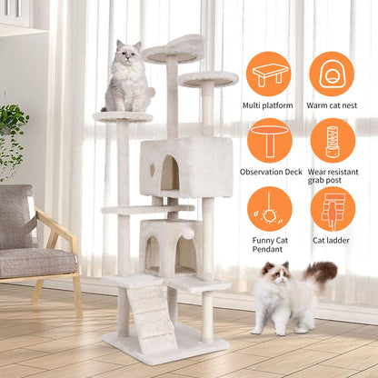 BestPet 54in Cat Tree Tower for Indoor Cats,Multi-Level Furniture Activity Center with Scratching Posts Stand House Condo Funny Toys Kittens Pet Play House,Dark Gray