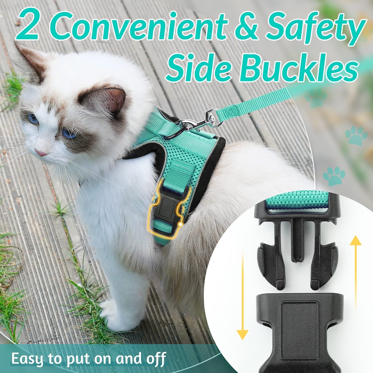 rabbitgoo Cat Harness and Leash for Walking, Escape Proof Soft Adjustable Vest Harnesses for Cats, Easy Control Breathable Reflective Strips Jacket, Black, XS