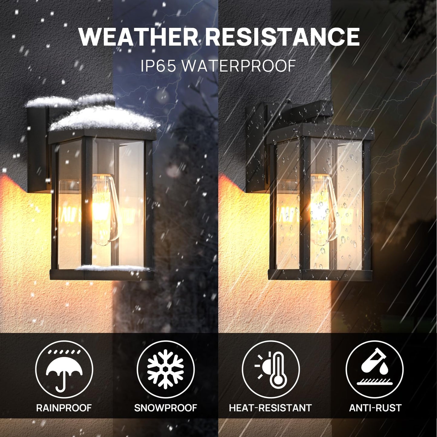 Dusk to Dawn Porch Lights with GFCI Outlets Waterproof Outdoor Wall Lights Exterior Lighting Fixtures Modern Outside Lights Wall Mount for House Patio Garage,Black,11.8''H,1PC
