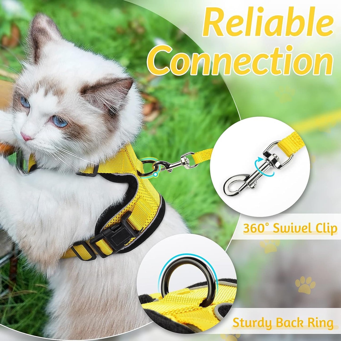 rabbitgoo Cat Harness and Leash for Walking, Escape Proof Soft Adjustable Vest Harnesses for Cats, Easy Control Breathable Reflective Strips Jacket, Black, XS