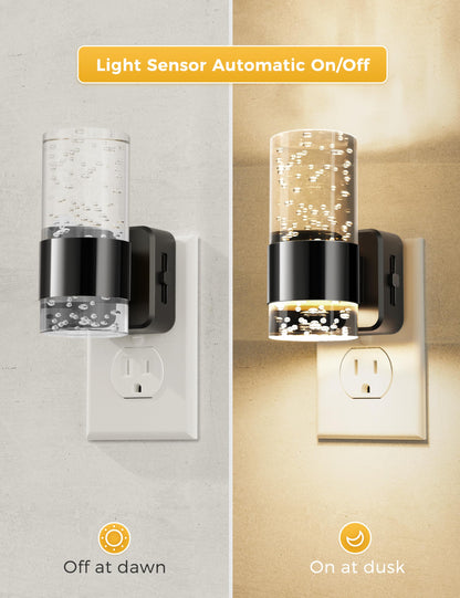 Night Lights Plug into Wall, Soft Light LED Night Light with Adjustable Brightness, Plug in Night Light with Auto Light Sensor, Wall Sconce-Style Design Night Light for Bathroom,Hallway, 2 Pack