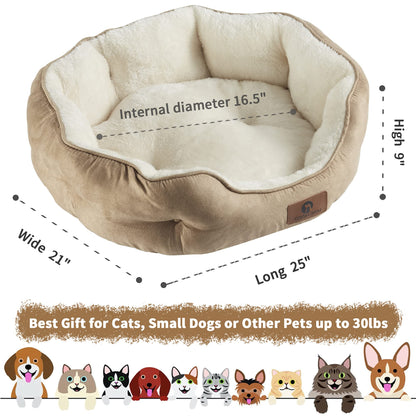 Asvin Small Dog Bed for Small Dogs, Cat Beds for Indoor Cats, Pet Bed for Puppy and Kitty, Extra Soft & Machine Washable with Anti-Slip & Water-Resistant Oxford Bottom, Grey, 20 inches