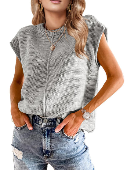 Womens Cap Sleeve Tops 2025 Trendy Tank Top Loose Knit Sweater Vests Cute Shirts Outfits Spring Fall Summer Tops