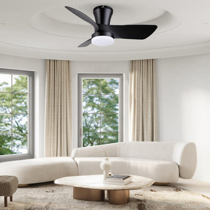 SUNMORY Ceiling Fans with Lights and Remote, 30 inch Low Profile Ceiling Fan with Light, Modern Flush Mount Ceiling Fan for Bedroom/Kitchen/Dining Room/Patio, 6 Wind Speeds, Dimmable, White