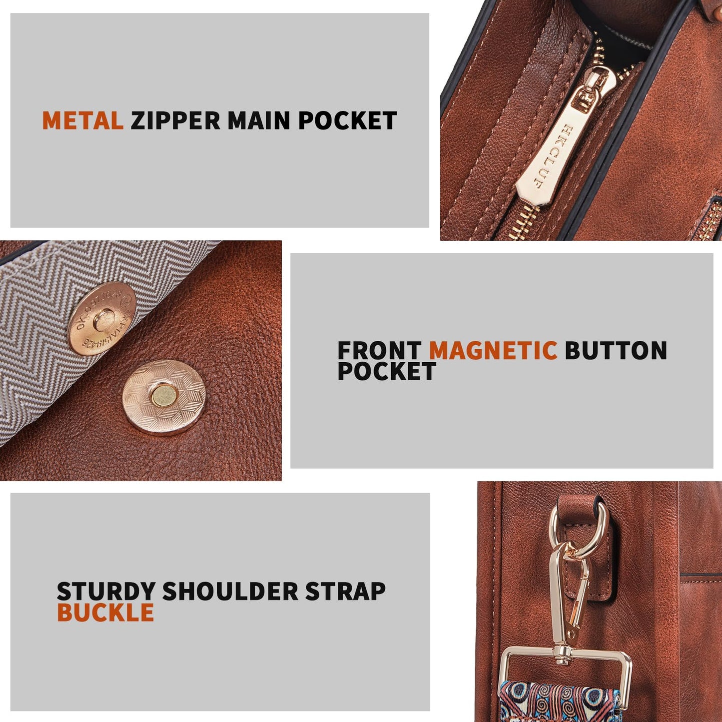HKCLUF Crossbody Bags for Women Trendy Vegan Leather Hobo Handbags With 2PCS Adjustable Guitar Strap Shoulder Bucket Bags