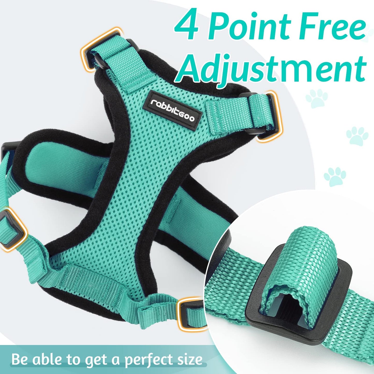 rabbitgoo Cat Harness and Leash for Walking, Escape Proof Soft Adjustable Vest Harnesses for Cats, Easy Control Breathable Reflective Strips Jacket, Black, XS