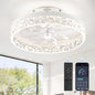 LEDIARY 20" Modern Ceiling Fans with Lights and Remote, Dimmable Low Profile Ceiling Fan, Flush Mount Ceiling Fan, Stepless Color Temperature Change and 6 Speeds - White