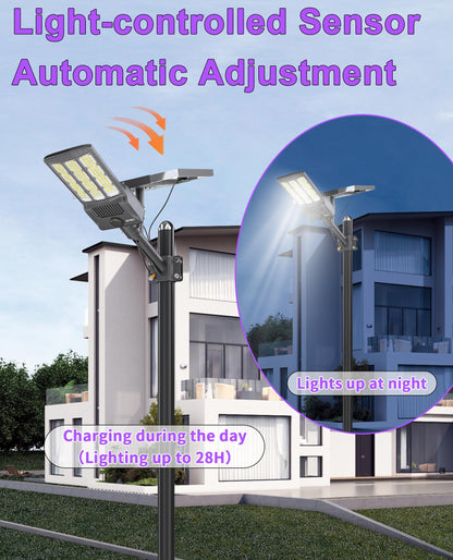 JAYNLT Y-12000W Solar Street Lights Outdoor,6500K High Lumen Solar Parking Lot Lights Commercial, Large Split Type Solar Flood Lights with Remote Control,Solar Security Lights for Yard,Driveway