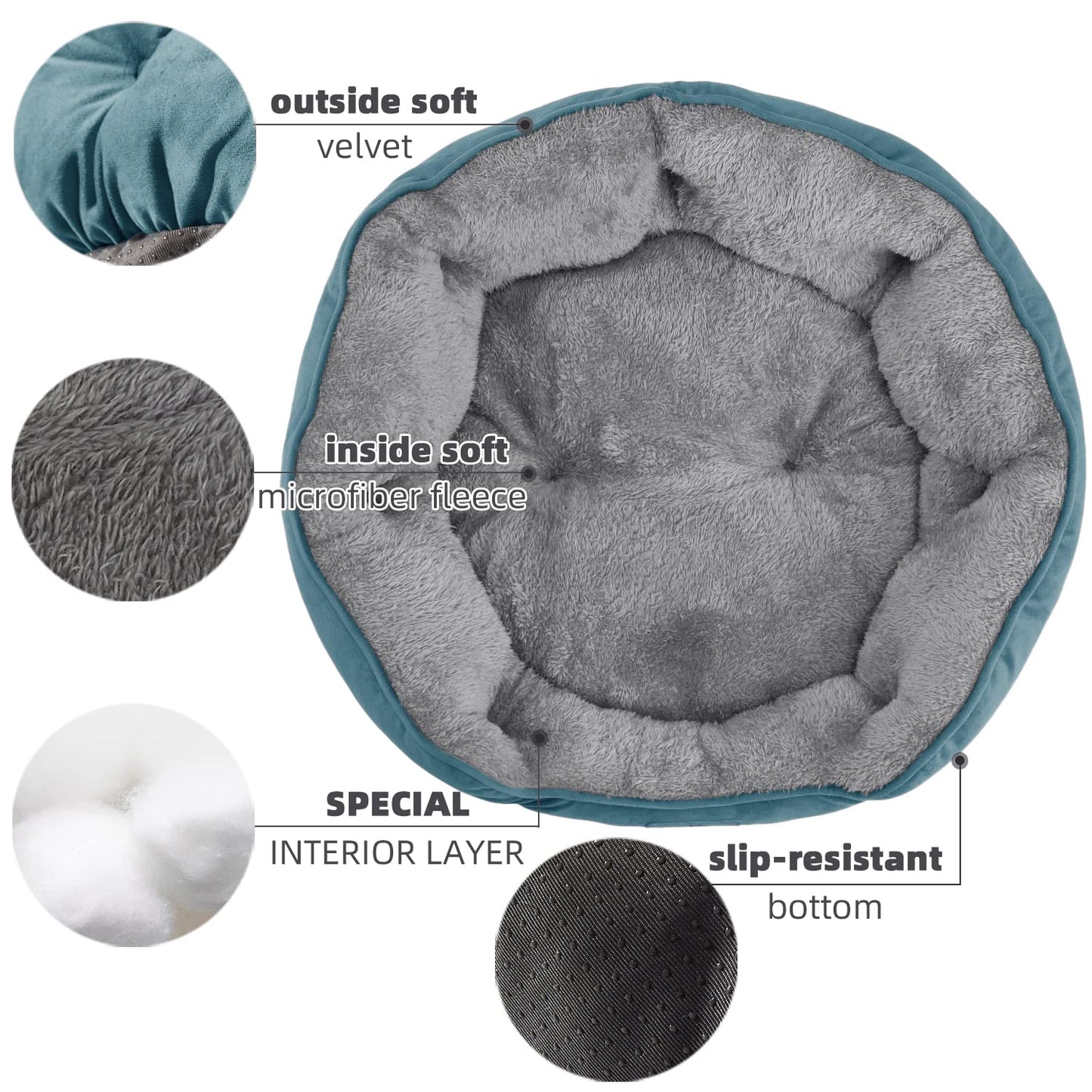Asvin Small Dog Bed for Small Dogs, Cat Beds for Indoor Cats, Pet Bed for Puppy and Kitty, Extra Soft & Machine Washable with Anti-Slip & Water-Resistant Oxford Bottom, Grey, 20 inches