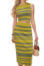 Arach&Cloz Women's Two Piece Sets 2025 Bodycon Dresses Summer Outfits Tank Top and Midi Skirt Suits Sweater