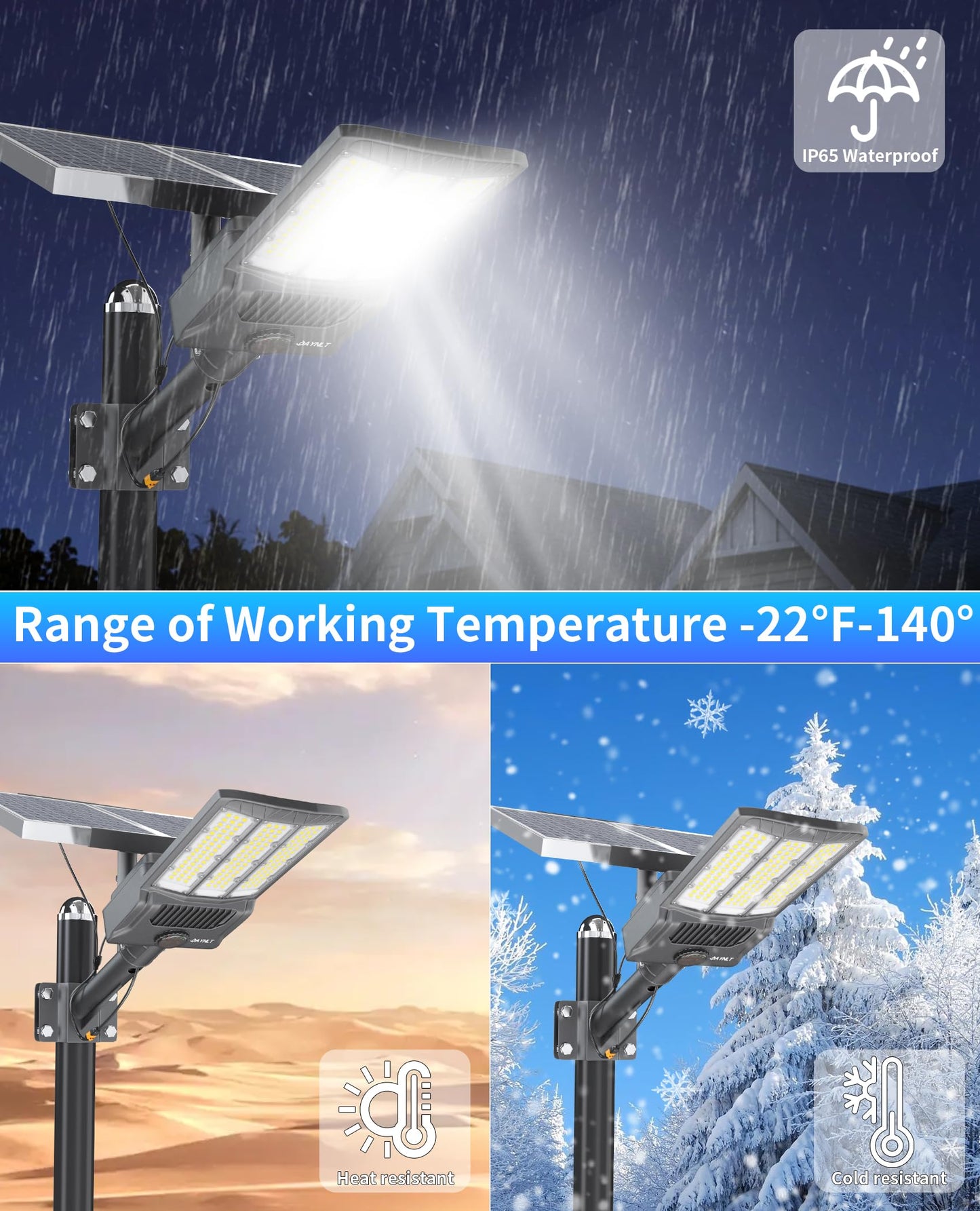 JAYNLT Y-12000W Solar Street Lights Outdoor,6500K High Lumen Solar Parking Lot Lights Commercial, Large Split Type Solar Flood Lights with Remote Control,Solar Security Lights for Yard,Driveway