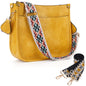 HKCLUF Crossbody Bags for Women Trendy Vegan Leather Hobo Handbags With 2PCS Adjustable Guitar Strap Shoulder Bucket Bags