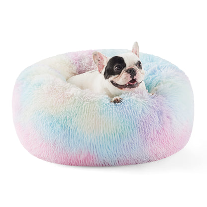 Bedsure Calming Cat Beds for Indoor Cats - Small Cat Bed Washable 20 inches, Anti-Slip Round Fluffy Plush Faux Fur Pet Bed, Fits up to 15 lbs Pets, Camel