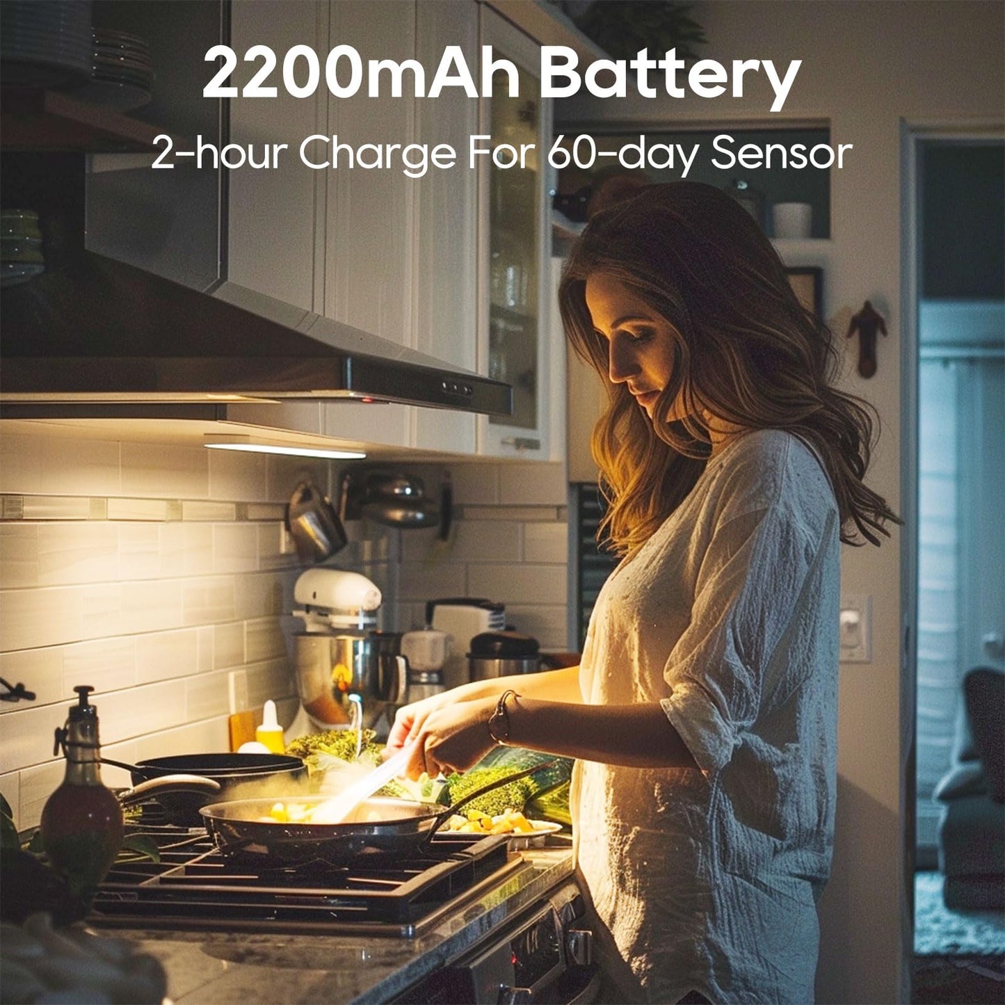 Under Cabinet Lighting, LED Motion Sensor Light Indoor, 2200mAh USB Rechargeable Closet Lights Battery Operated, Stick On Magnetic Wireless Dimmable Under Counter Lights for Kitchen, Stairs (2 Pack)