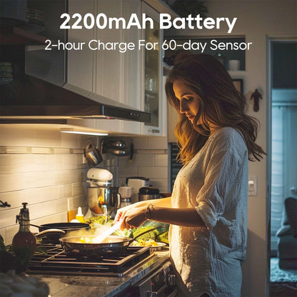 Under Cabinet Lighting, LED Motion Sensor Light Indoor, 2200mAh USB Rechargeable Closet Lights Battery Operated, Stick On Magnetic Wireless Dimmable Under Counter Lights for Kitchen, Stairs (2 Pack)