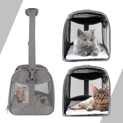 Cat Carrying Case Pet Dog Carrier Soft-Sided Cat Bag Airline Approved, Pet Travel Carrier Up to 15 Lbs, Collapsible Cat Carrier Dog Carrier for Medium Cats Small Cats Dogs(17x11x11 Green)