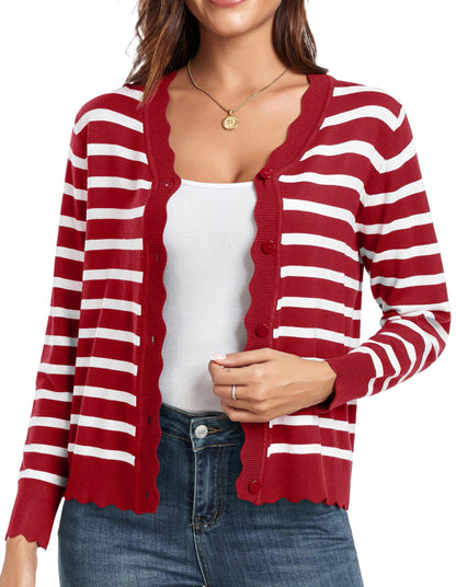 GRECERELLE Women's Long Sleeve V-Neck Button Down Cardigan Knit Shrugs Sweater