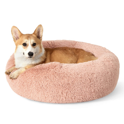 Bedsure Calming Cat Beds for Indoor Cats - Small Cat Bed Washable 20 inches, Anti-Slip Round Fluffy Plush Faux Fur Pet Bed, Fits up to 15 lbs Pets, Camel