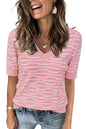 Arach&Cloz Women's Tops 2025 Spring Summer Short Sleeve Sweater Fashion Trendy Dressy Casual Outfit Versatile Knit Blouse