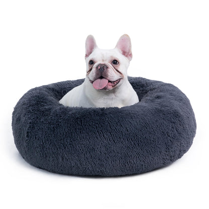 Bedsure Calming Cat Beds for Indoor Cats - Small Cat Bed Washable 20 inches, Anti-Slip Round Fluffy Plush Faux Fur Pet Bed, Fits up to 15 lbs Pets, Camel