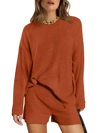 XIEERDUO Womens Sweater Sets 2 Piece Outfits Shorts Athleisure Lounge Wear Fall Fashion 2024