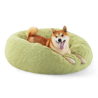 Bedsure Calming Cat Beds for Indoor Cats - Small Cat Bed Washable 20 inches, Anti-Slip Round Fluffy Plush Faux Fur Pet Bed, Fits up to 15 lbs Pets, Camel
