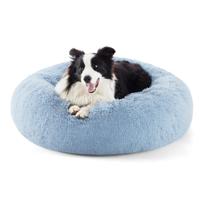 Bedsure Calming Cat Beds for Indoor Cats - Small Cat Bed Washable 20 inches, Anti-Slip Round Fluffy Plush Faux Fur Pet Bed, Fits up to 15 lbs Pets, Camel