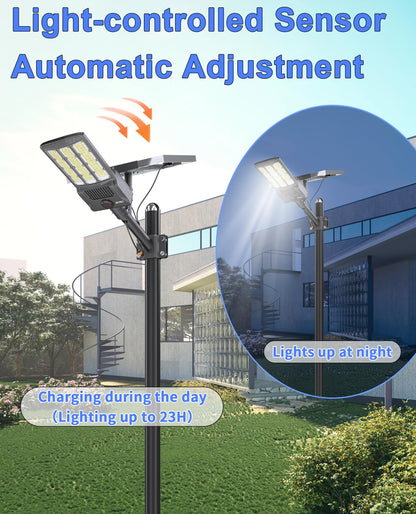 JAYNLT Y-12000W Solar Street Lights Outdoor,6500K High Lumen Solar Parking Lot Lights Commercial, Large Split Type Solar Flood Lights with Remote Control,Solar Security Lights for Yard,Driveway
