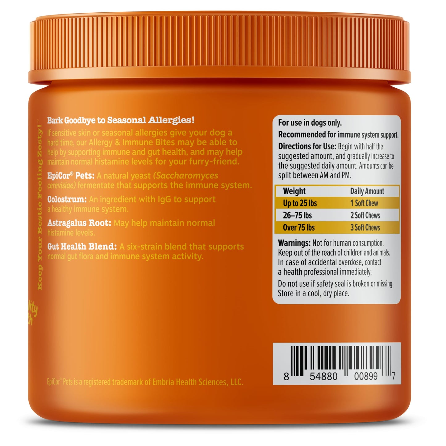Suplemento inmune a las alergias para perros - Con Omega 3 Aceite de salmón salvaje de Alaska y EpiCor + Prebióticos y probióticos digestivos - Alergias estacionales + Anti picor y puntos calientes Apoyo a la piel - 90 masticables Golosinas