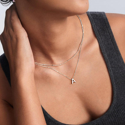 IEFWELL Dainty Initial Necklaces for Women Girls - 14K Gold White Gold Plated Letter A-Z Necklace Simple Choker Chain Necklaces, Layered Gold Jewelry for Women Teen Girls Gifts